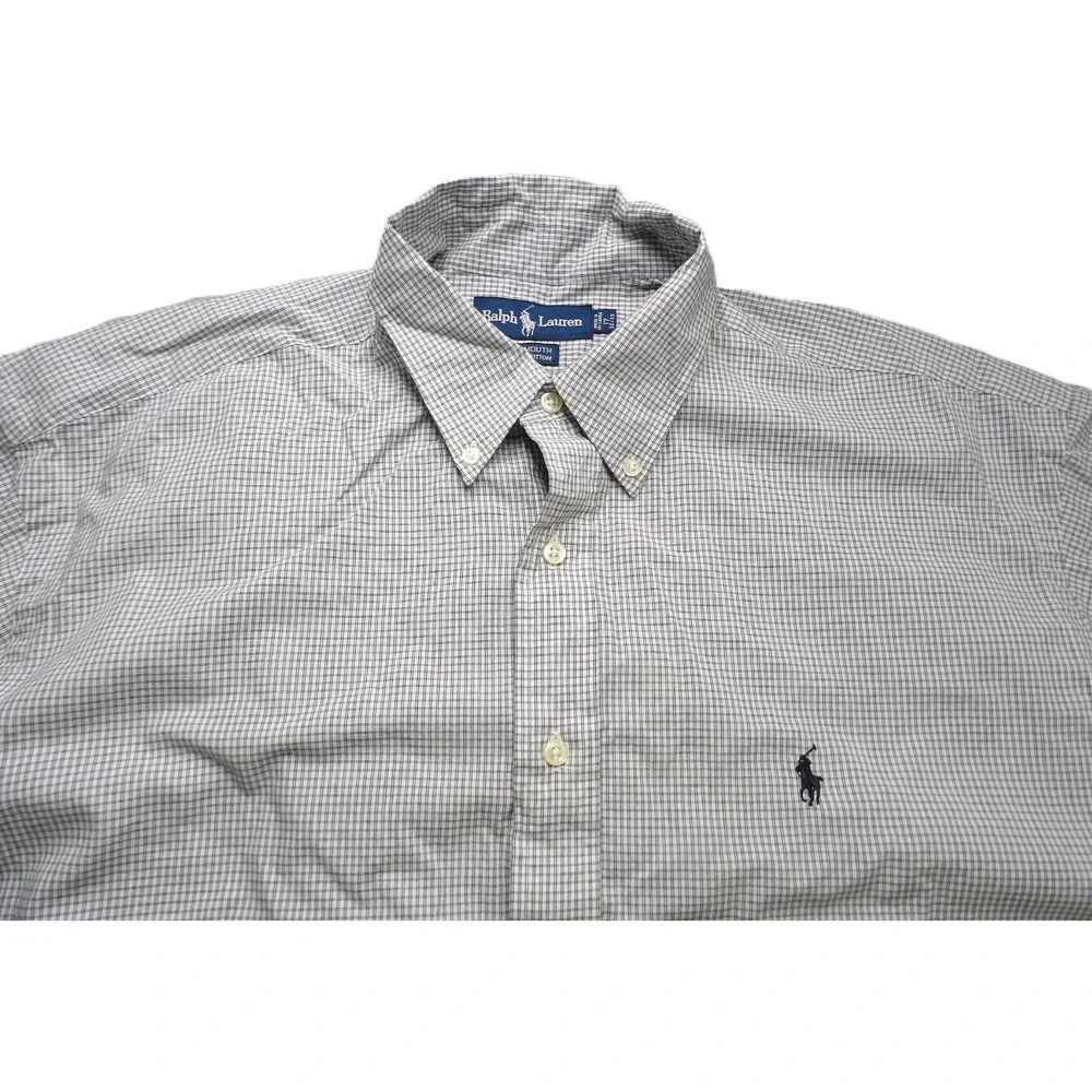 VTG 90s Ralph Lauren Yarmouth Plaid Button Down Shirt Men 17 32/33 Long Sleeves